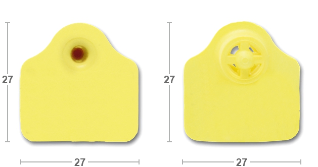 Бирка ушная MF L/L  27х27 TMP, жёлтая